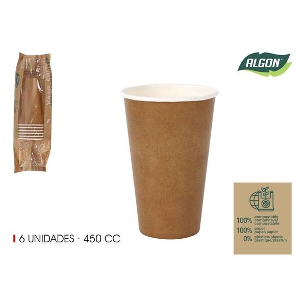 SET-6 VASO CARTON KRAFT 450CC ALGON