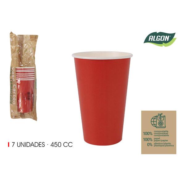 SET-7 VASO CARTON ROJO 450CC ALGON