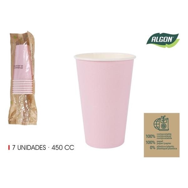 SET-7 VASO CARTON ROSA BABY 450CC ALGON