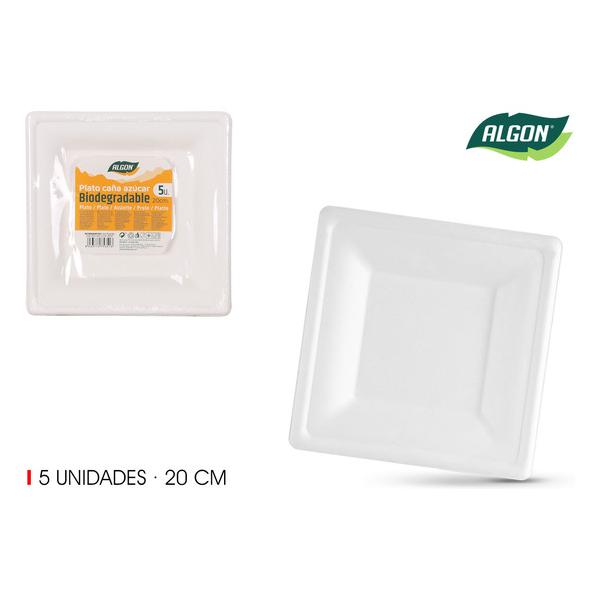 SET-5 PLATO BIO. CUAD. 20CM CAÑA ALGON