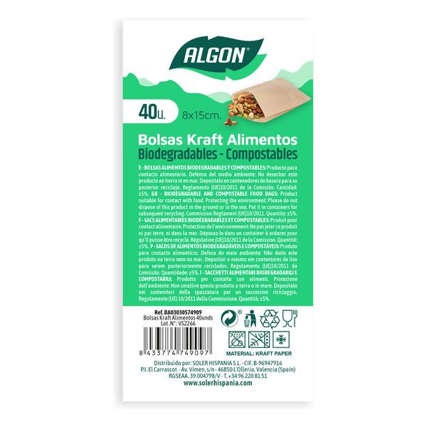 BOLSAS KRAFT ALIMENTOS REUTIL.40UND ALGON - imagen 1