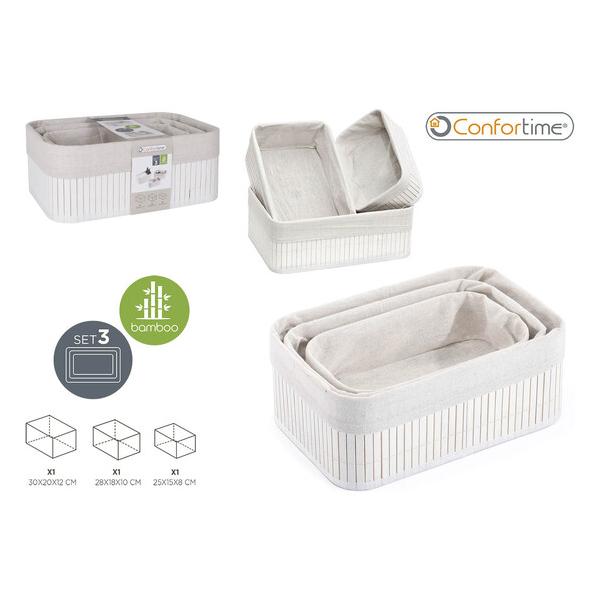 SET 3 CESTAS ORDENACION BAMBU WHITE CONFORTIME