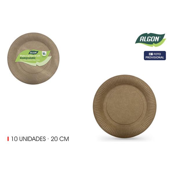 SET-10 PLATO CARTON KRAFT 20CM ALGON