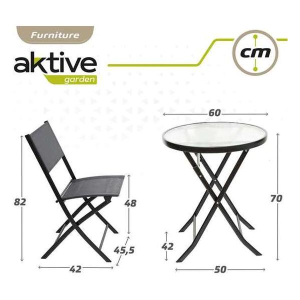 CONJUNTO DE MESA DE TERRAZA PLEGABLE (60X71 CM) + 2 SILLAS DE TEXTILENO (46X82 CM) AKTIVE - imagen 2