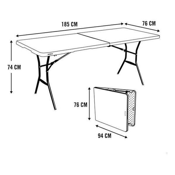 MESA RECTANGULAR PLEGABLE MALETÍN LIFETIME 185X76X74 CM - imagen 3