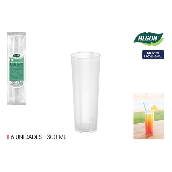 SET-6 VASO TUBO PP 300ML ALGON - imagen 1