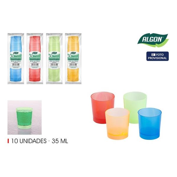 SET-10 VASO CHUPITO COLOR PP 35ML ALGON - imagen 1