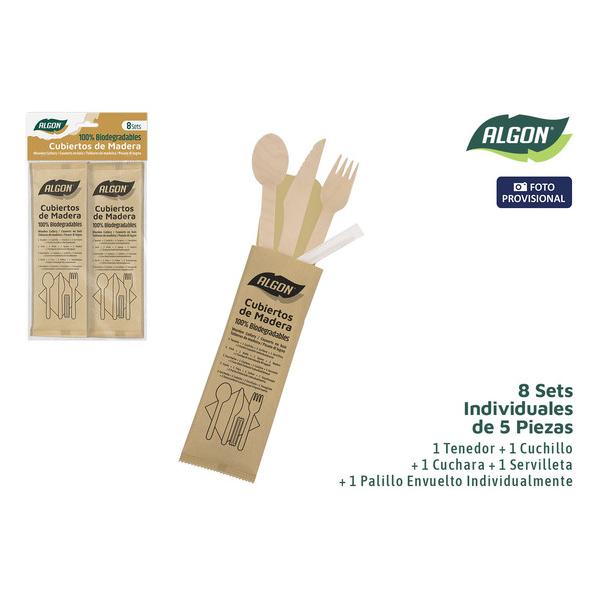 SET-8 CUBIERTOS MADERA 5PCS ALGON