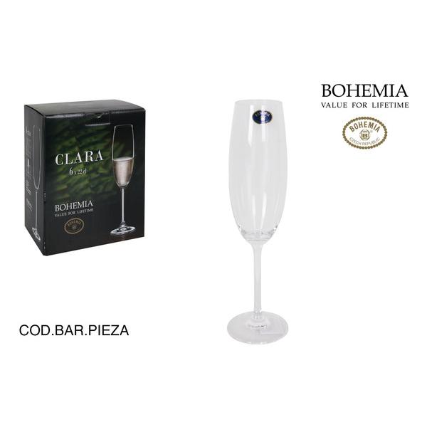 & SET 6 COPAS CHAMPAGNE BOHEMIA 220CC CLARA