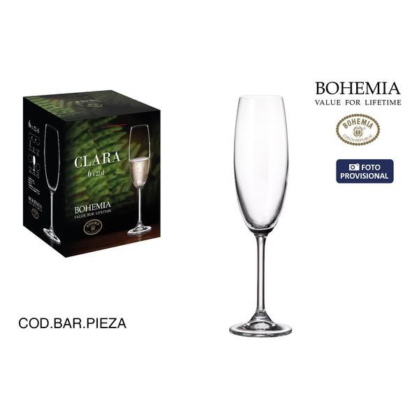 & SET 6 COPAS CHAMPAGNE BOHEMIA 220CC CLARA - imagen 1