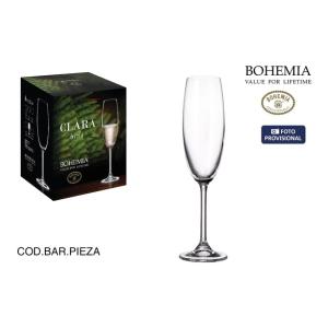 & SET 6 COPAS CHAMPAGNE BOHEMIA 220CC CLARA