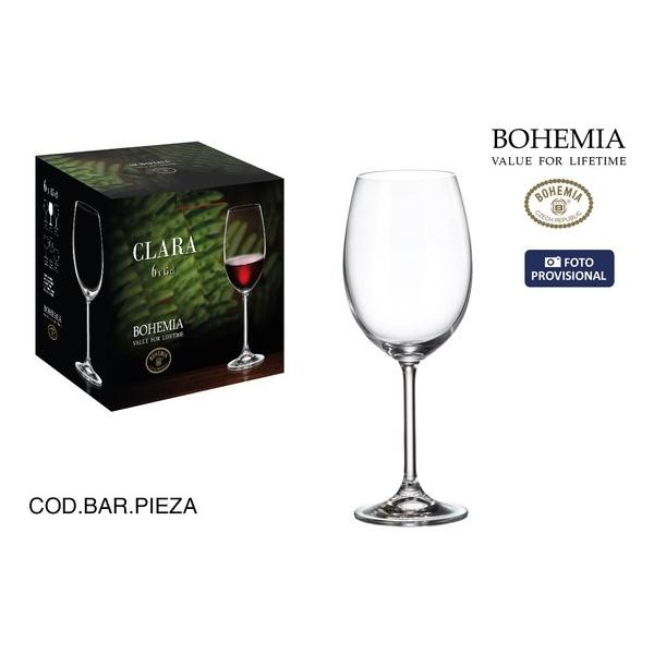 & SET 6 COPAS VINO BOHEMIA 450CC CLARA - imagen 1