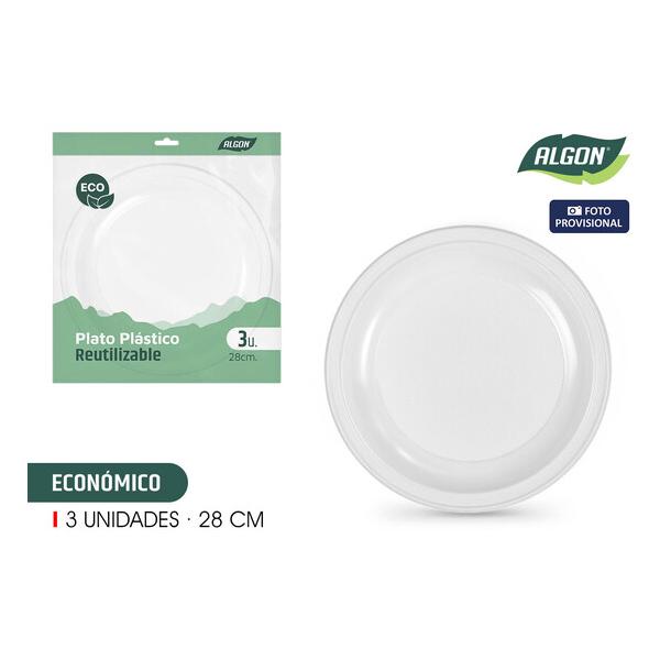 SET-3 PLATO RED.PLAST.ECONO. 28CM ALGON - imagen 1