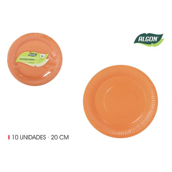 SET-10 PLATO CARTON NARANJA SOJA 20 ALGON - imagen 1