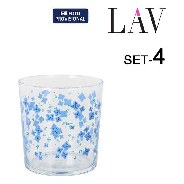 SET 4 VASOS PINTA 345CC FLORES