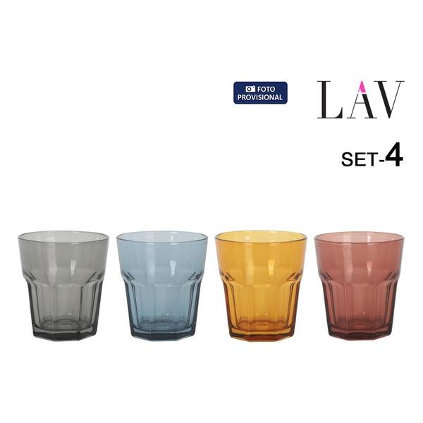 SET 4 VASOS AGUA 305CC ARAS COLORES