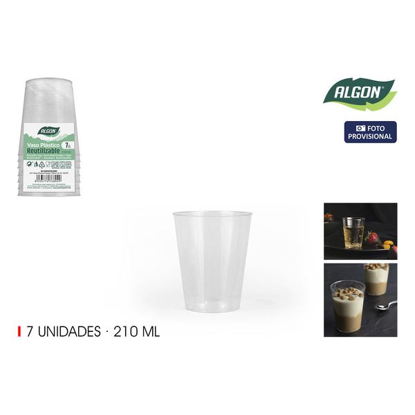 SET-7 VASOS PLASTICO TRANSPAR.210ML ALGON - imagen 1