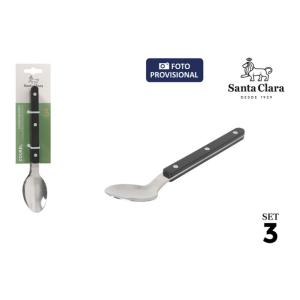 #-48-SET 3 CUCHARAS POSTRE COUREL NEGRO STA CL