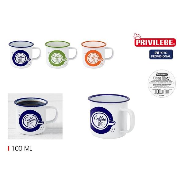 MUG ESMALTADA BLANCA/FRASES 100ML PRIVIL - imagen 1