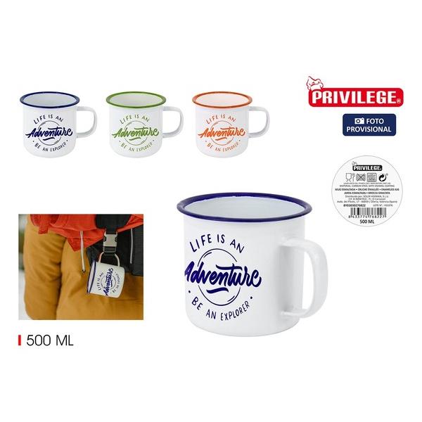 MUG ESMALTADA BLANCA/FRASES 500ML PRIVIL - imagen 1