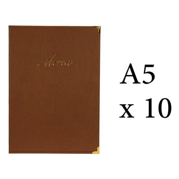 PACK DE 10 #-40- PORTA MENU MARRON A5 CLASSIC 25X18X0.5CM - imagen 1