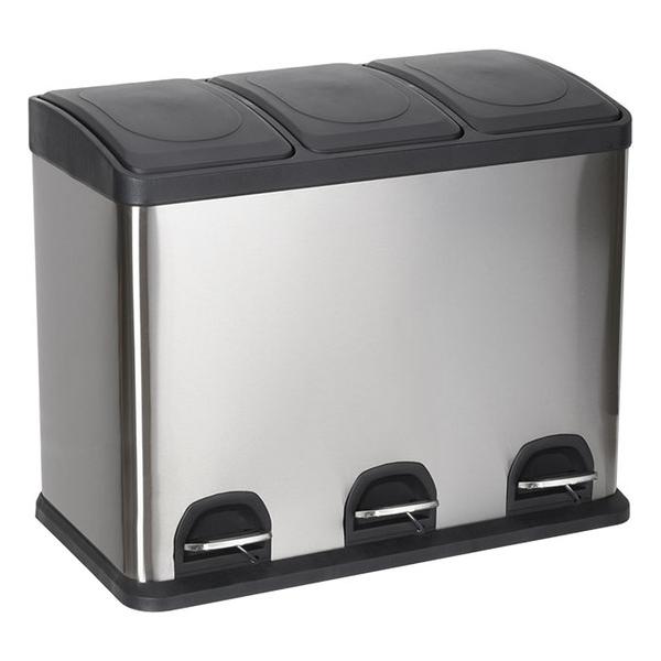 CUBO RECICLAJE SS C/PEDAL 3X15LTS CONFORTIME - imagen 1