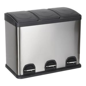 CUBO RECICLAJE SS C/PEDAL 3X15LTS CONFORTIME