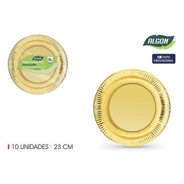 SET-10 PLATO CARTON ORO RED. 23CM ALGON - imagen 1