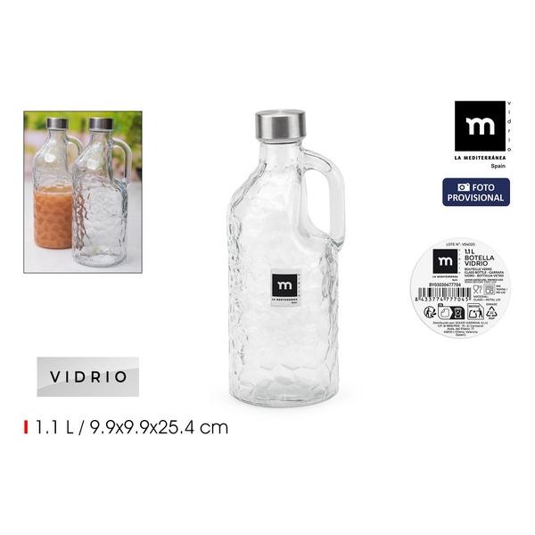 BOTELLA VIDRIO C/ASA T/METAL 1.1L LA MED