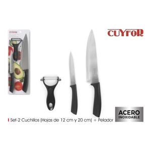 SET-2 CUCHILLOS + PELADOR CUYFOR