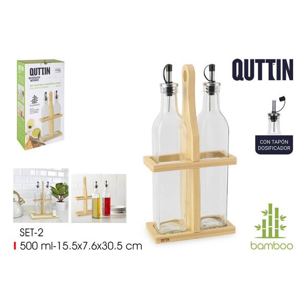 SET-2 ACEITERAS VIDR. S/BAMBU 500ML QUTTIN - imagen 1