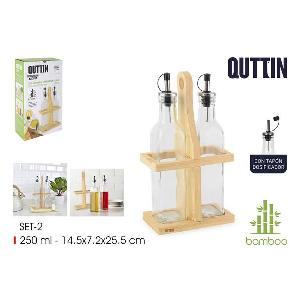 SET-2 ACEITERAS VIDR. S/BAMBU 250ML QUTTIN - imagen 1