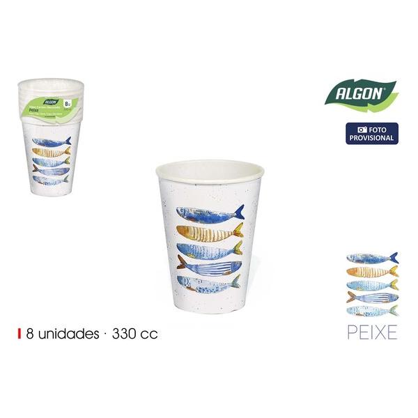 SET-8 VASO CARTON PEIXE 330CC ALGON