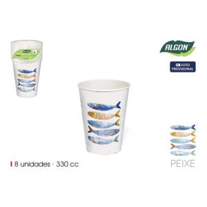 SET-8 VASO CARTON PEIXE 330CC ALGON