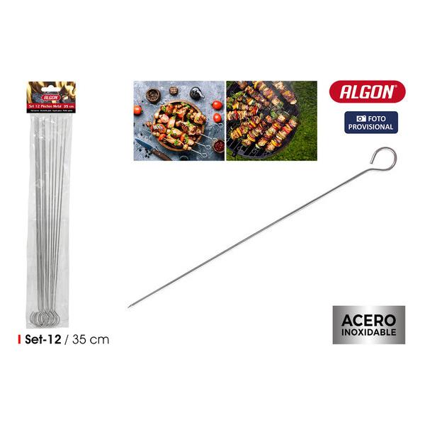 SET-12 PINCHOS METAL BARBACOA 35CM ALGON BBQ - imagen 3