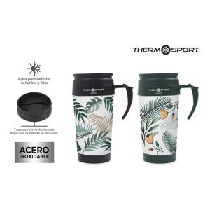 # -48- TRAVEL MUG DECORADA 400ML 2-SURT. THERMOSP