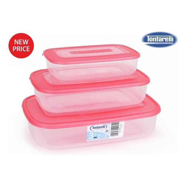 SET 3 FIAMBRERAS RECTANGULARES - 1,2,3 L- CORAL