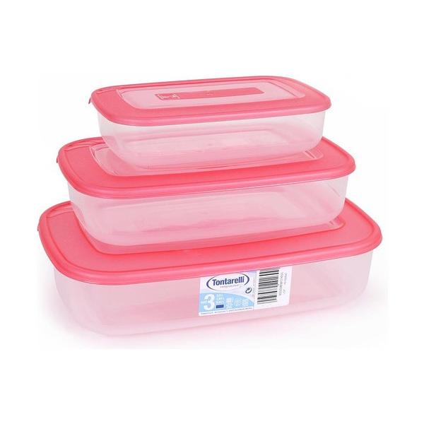 SET 3 FIAMBRERAS RECTANGULARES - 1,2,3 L- CORAL - imagen 1