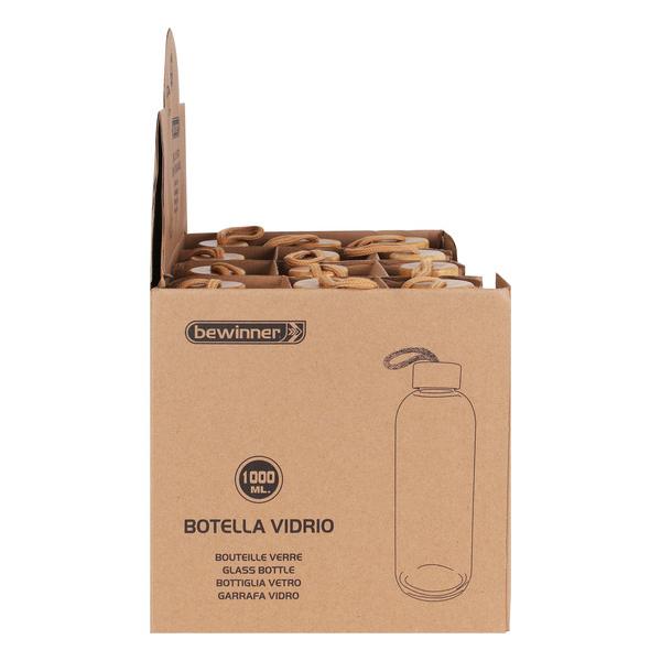 BOTELLA VIDRIO 1000ML. TAPON BAMBU BEWINNER - imagen 1