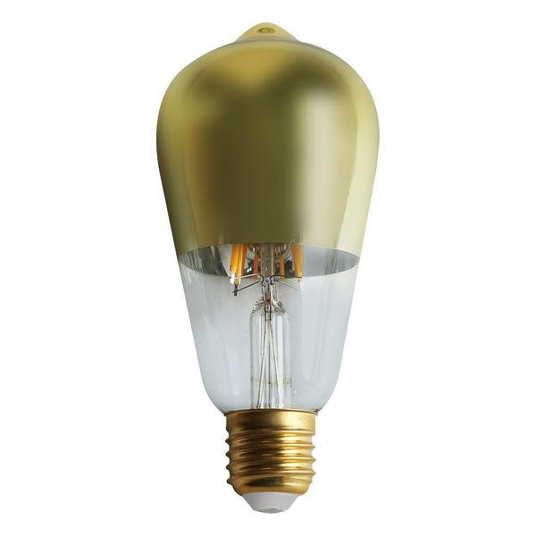 BOMBILLA LED DECORATIVA ST64 FILAMENTO REGULABLE CUPULA ORO/TRANSPARENTE