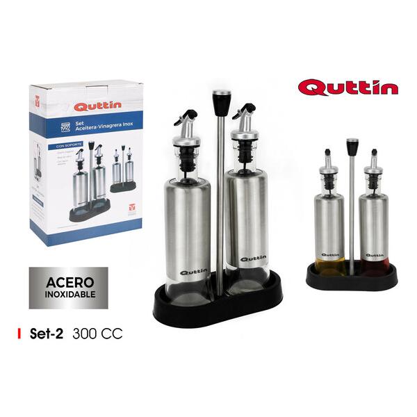 SET2 ACEITERAS INOX CON SOPORTE QUTTIN