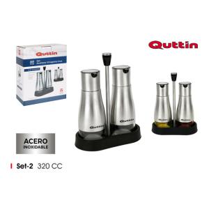 SET2 ACEITERAS INOX CON SOPORTE QUTTIN