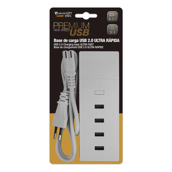 BASE DE CARGA ULTRA RAPIDA 4 USB 4,2A 158X56X24MM 7HSEVENON ELEC PREMIUM BL,1 - imagen 1