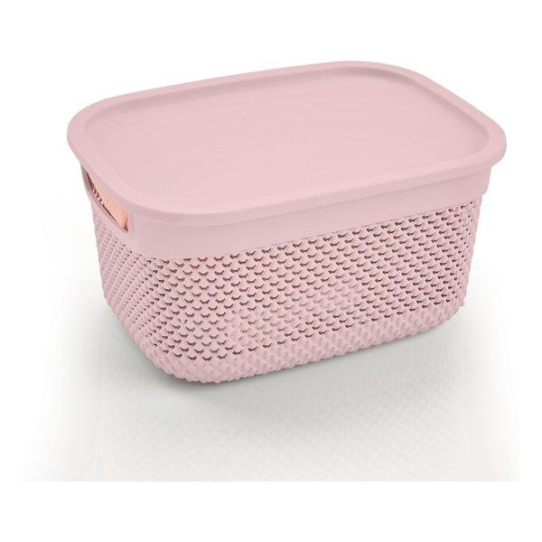 CESTA RESINA RECTANGULAR C/ASAS C/TAPA ROSA 6,6L 7HOUSE - imagen 1