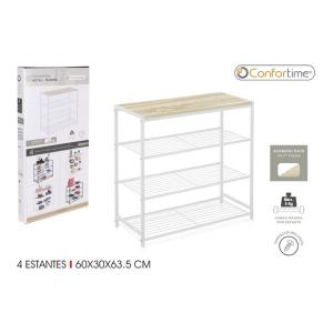 ESTANTERIA 4 NIVELES METALMADERA BLANCO - CONFORTIME