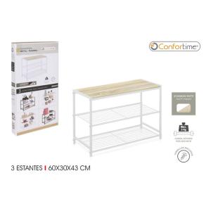 ESTANTERIA 3 NIVELES METALMADERA - BLANCO