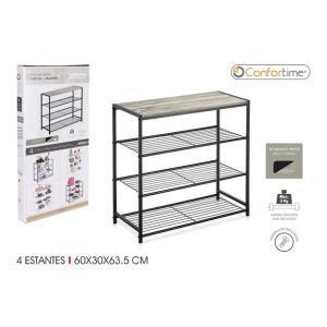 ESTANTERIA 4 NIVELES - METALMADERA NEGRA - CONFORTIME