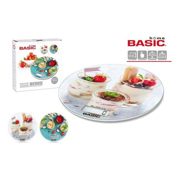 BÁSCULA COCINA DIGITAL 5KG REDONDA DECORADA BASIC HOME