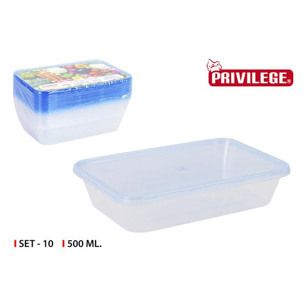 SET 10 SEMIDESECHABLES RECTANGULAR 500 ML