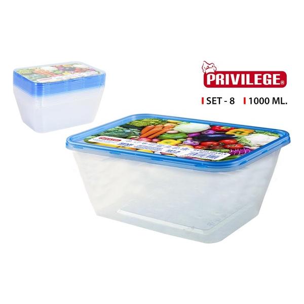 SET 8 SEMIDESECHABLES RECTANGULAR 1000ML